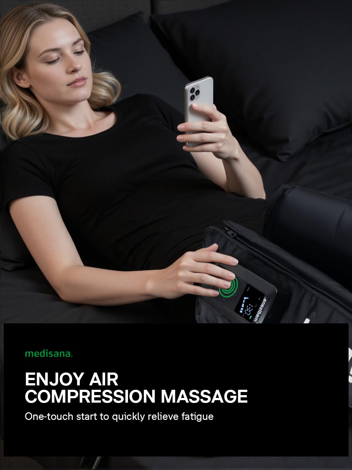 Medisana Professional Leg Compression Massager with 3200mAh, Father's Day Gifts, Cordless Full Leg Recovery System with Dynamic Compression Technology, Foot Fast Recovery Boots for Athletes