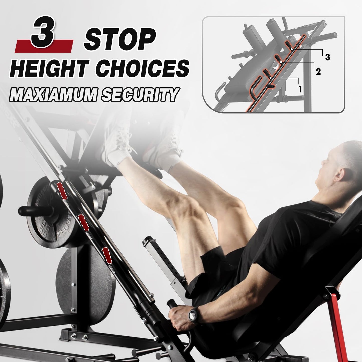 GMWD Leg Press Machine, LP05 45 Degree Leg Press with Roller Bearing, Professional Lower Body Special Machine with Weight Storage for Quads, Hamstring, Glutes, Calves, Heavy Duty Home Gym Equipment