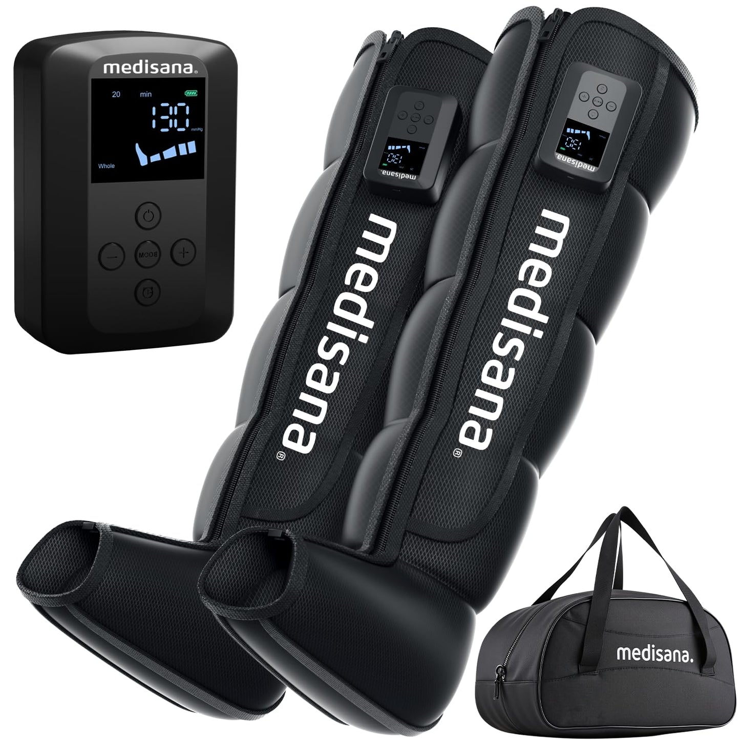 Medisana Professional Leg Compression Massager with 3200mAh, Father's Day Gifts, Cordless Full Leg Recovery System with Dynamic Compression Technology, Foot Fast Recovery Boots for Athletes