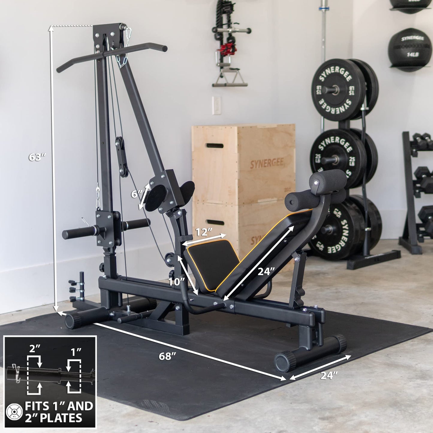 Synergee Leg Press Machine with LAT Pull Down Attachment. Glute, Ham, & Quad Developer for Home Gym. 400 lb Weight Capacity.