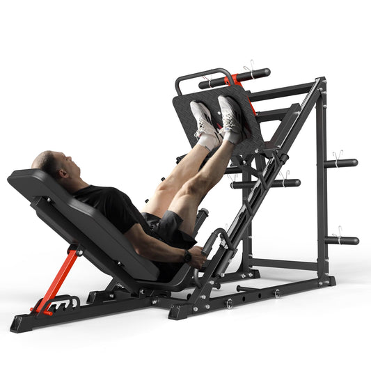 GMWD Leg Press Machine, LP05 45 Degree Leg Press with Roller Bearing, Professional Lower Body Special Machine with Weight Storage for Quads, Hamstring, Glutes, Calves, Heavy Duty Home Gym Equipment